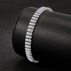 Elegant Silver Diamond Tennis Bracelet